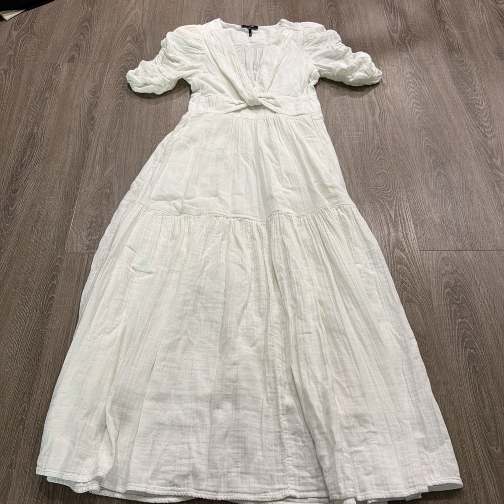 Me+em Cheesecloth V Neck Maxi Dress 4 Neutral Classic Closet Staple Quiet Luxury